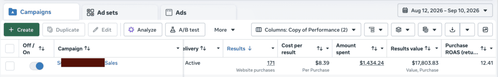 Results from Meta Ads